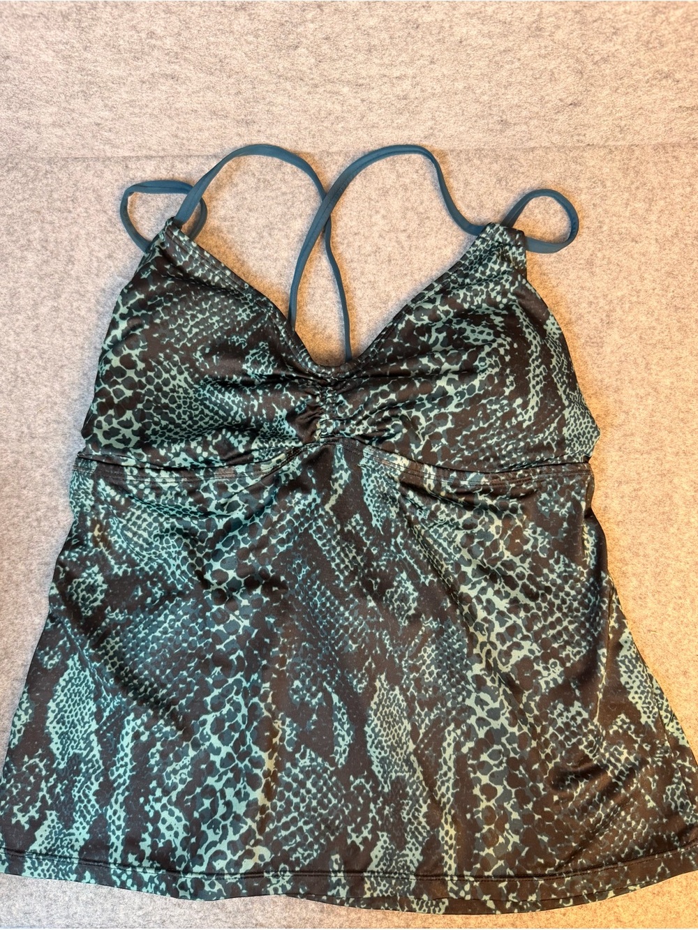 Green and Black Animal Print Swim Tankini Top Only